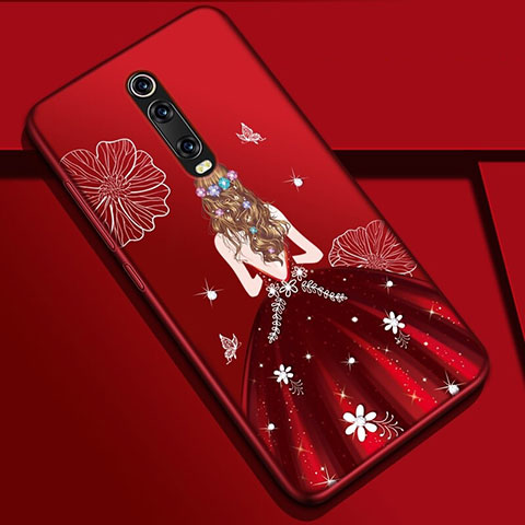 Handyhülle Silikon Hülle Gummi Schutzhülle Flexible Motiv Kleid Mädchen K01 für Xiaomi Redmi K20 Fuchsie