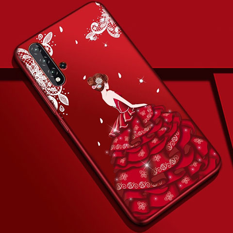 Handyhülle Silikon Hülle Gummi Schutzhülle Flexible Motiv Kleid Mädchen S01 für Huawei Nova 5 Bunt