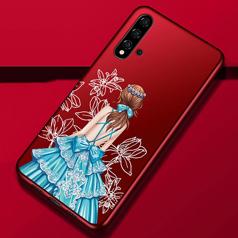 Handyhülle Silikon Hülle Gummi Schutzhülle Flexible Motiv Kleid Mädchen S02 für Huawei Nova 5 Bunt