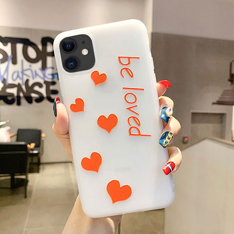 Handyhülle Silikon Hülle Gummi Schutzhülle Liebe Herz S02 für Apple iPhone 11 Orange