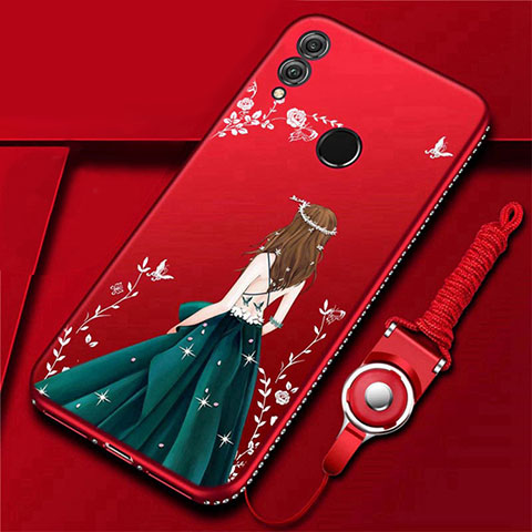 Handyhülle Silikon Hülle Gummi Schutzhülle Motiv Kleid Mädchen für Huawei Honor 10 Lite Fuchsie