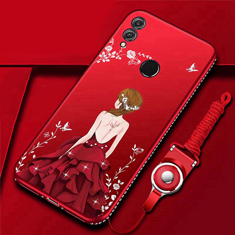 Handyhülle Silikon Hülle Gummi Schutzhülle Motiv Kleid Mädchen für Huawei Honor 10 Lite Rot