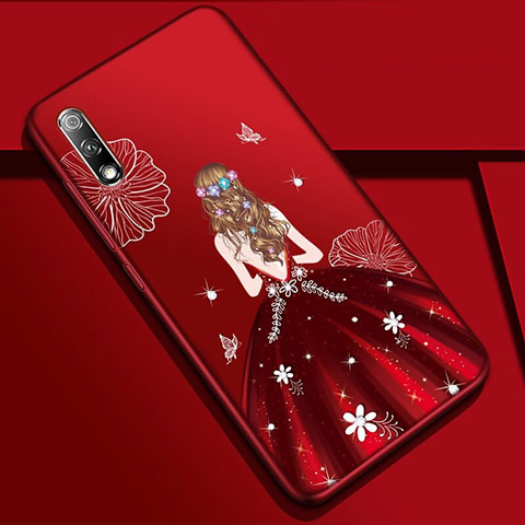 Handyhülle Silikon Hülle Gummi Schutzhülle Motiv Kleid Mädchen für Huawei Honor 9X Fuchsie