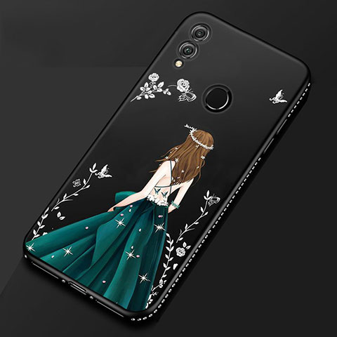 Handyhülle Silikon Hülle Gummi Schutzhülle Motiv Kleid Mädchen für Huawei Honor V10 Lite Schwarz