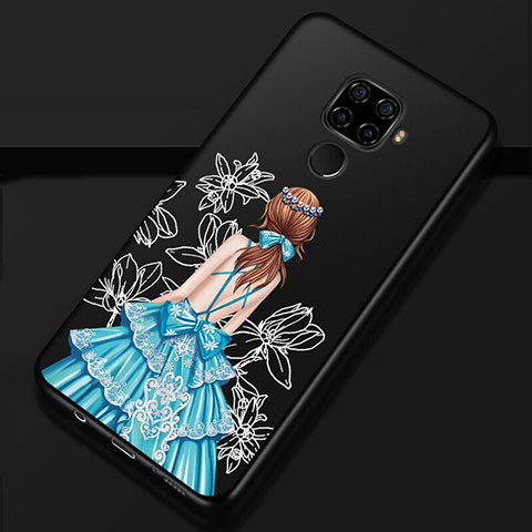 Handyhülle Silikon Hülle Gummi Schutzhülle Motiv Kleid Mädchen für Huawei Nova 5i Pro Blau und Schwarz