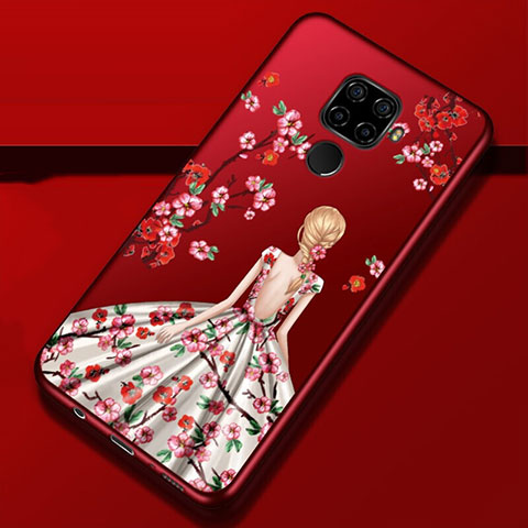 Handyhülle Silikon Hülle Gummi Schutzhülle Motiv Kleid Mädchen für Huawei Nova 5i Pro Fuchsie