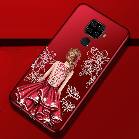 Handyhülle Silikon Hülle Gummi Schutzhülle Motiv Kleid Mädchen für Huawei Nova 5i Pro Rot