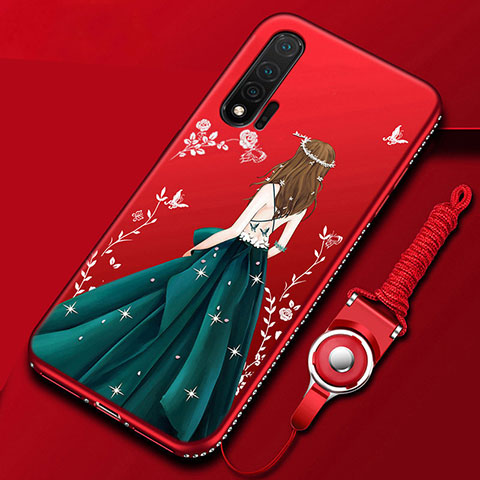 Handyhülle Silikon Hülle Gummi Schutzhülle Motiv Kleid Mädchen für Huawei Nova 6 Plusfarbig