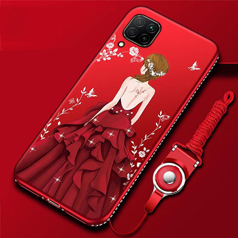 Handyhülle Silikon Hülle Gummi Schutzhülle Motiv Kleid Mädchen für Huawei Nova 6 SE Rot