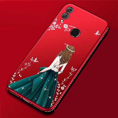 Handyhülle Silikon Hülle Gummi Schutzhülle Motiv Kleid Mädchen für Huawei P Smart (2019) Fuchsie