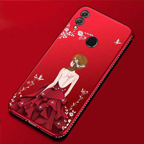 Handyhülle Silikon Hülle Gummi Schutzhülle Motiv Kleid Mädchen für Huawei P Smart (2019) Rot