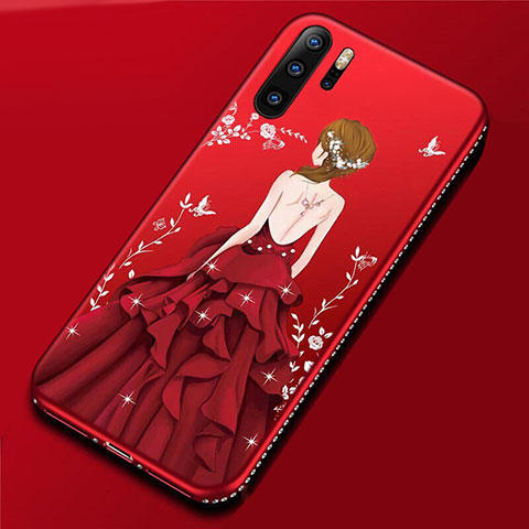 Handyhülle Silikon Hülle Gummi Schutzhülle Motiv Kleid Mädchen für Huawei P30 Pro New Edition Rot