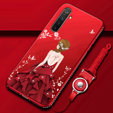 Handyhülle Silikon Hülle Gummi Schutzhülle Motiv Kleid Mädchen für Oppo K5 Rot