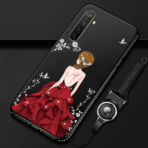 Handyhülle Silikon Hülle Gummi Schutzhülle Motiv Kleid Mädchen für Oppo K5 Rot und Schwarz