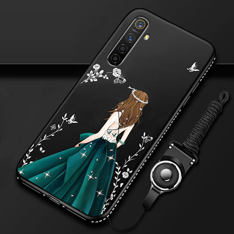 Handyhülle Silikon Hülle Gummi Schutzhülle Motiv Kleid Mädchen für Oppo K5 Schwarz