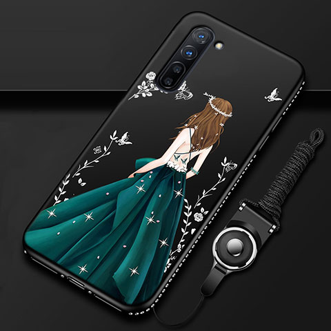 Handyhülle Silikon Hülle Gummi Schutzhülle Motiv Kleid Mädchen für Oppo K7 5G Grün