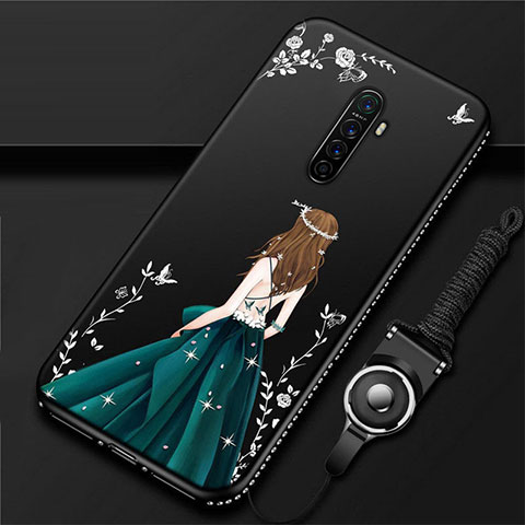 Handyhülle Silikon Hülle Gummi Schutzhülle Motiv Kleid Mädchen für Oppo Reno Ace Grün