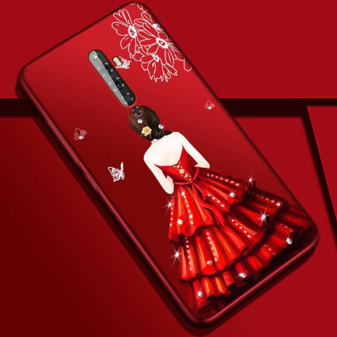 Handyhülle Silikon Hülle Gummi Schutzhülle Motiv Kleid Mädchen für Oppo Reno2 Z Rot