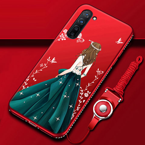 Handyhülle Silikon Hülle Gummi Schutzhülle Motiv Kleid Mädchen für Oppo Reno3 Plusfarbig