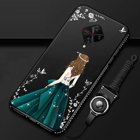 Handyhülle Silikon Hülle Gummi Schutzhülle Motiv Kleid Mädchen für Vivo S1 Pro Grün