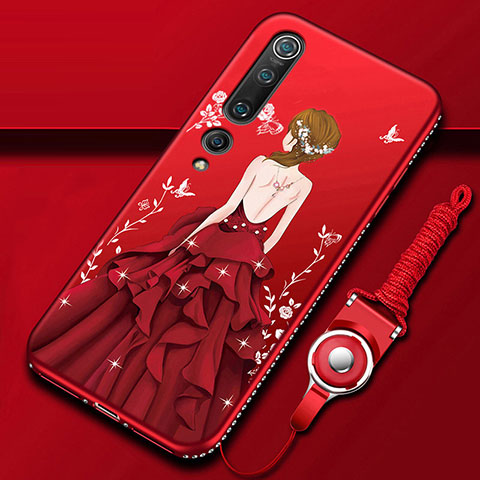 Handyhülle Silikon Hülle Gummi Schutzhülle Motiv Kleid Mädchen für Xiaomi Mi 10 Rot