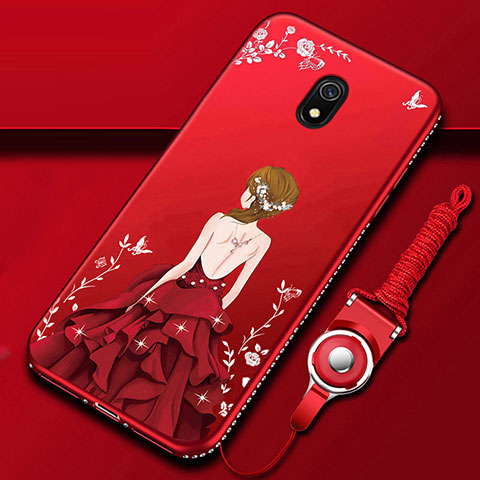 Handyhülle Silikon Hülle Gummi Schutzhülle Motiv Kleid Mädchen für Xiaomi Redmi 8A Rot