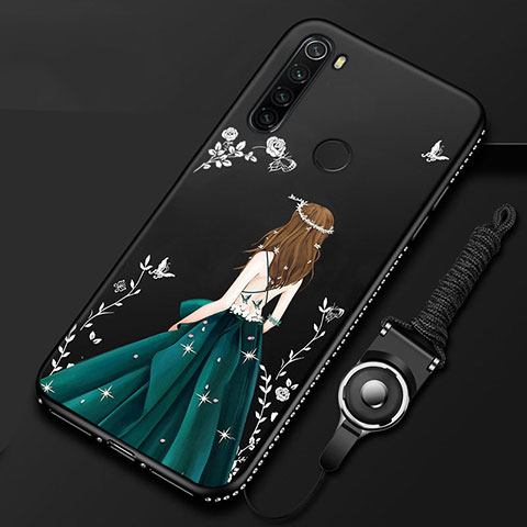 Handyhülle Silikon Hülle Gummi Schutzhülle Motiv Kleid Mädchen für Xiaomi Redmi Note 8 (2021) Schwarz