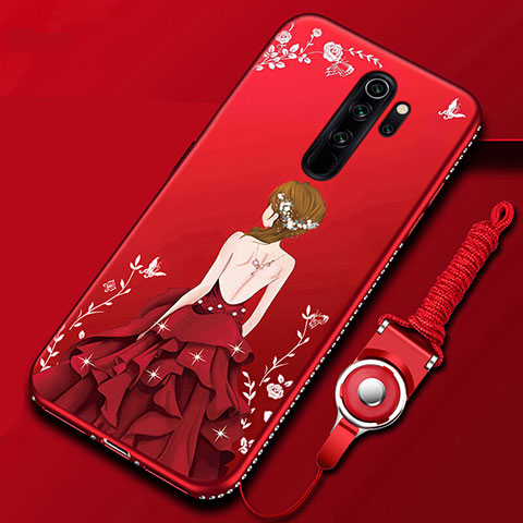 Handyhülle Silikon Hülle Gummi Schutzhülle Motiv Kleid Mädchen für Xiaomi Redmi Note 8 Pro Rot