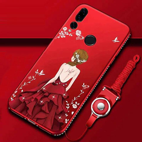 Handyhülle Silikon Hülle Gummi Schutzhülle Motiv Kleid Mädchen K01 für Huawei Honor 20 Lite Rot