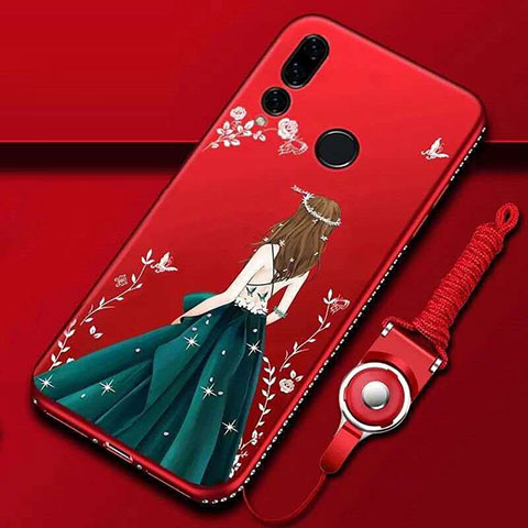 Handyhülle Silikon Hülle Gummi Schutzhülle Motiv Kleid Mädchen K01 für Huawei P Smart+ Plus (2019) Plusfarbig