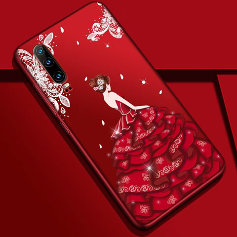 Handyhülle Silikon Hülle Gummi Schutzhülle Motiv Kleid Mädchen K02 für Huawei P30 Bunt