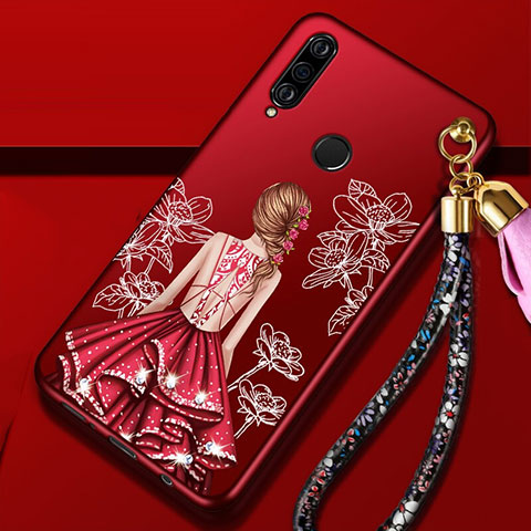 Handyhülle Silikon Hülle Gummi Schutzhülle Motiv Kleid Mädchen K02 für Huawei P30 Lite New Edition Rot