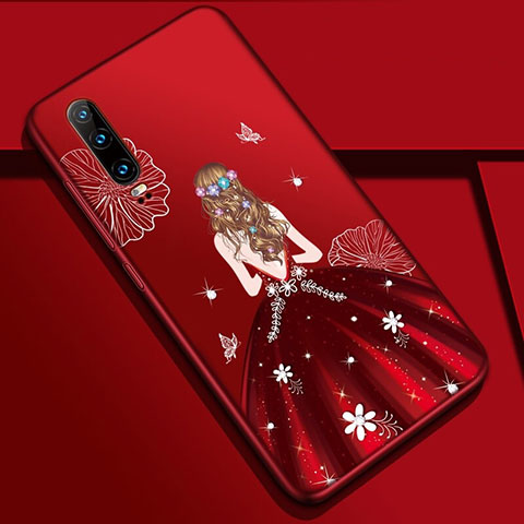 Handyhülle Silikon Hülle Gummi Schutzhülle Motiv Kleid Mädchen K02 für Huawei P30 Rot