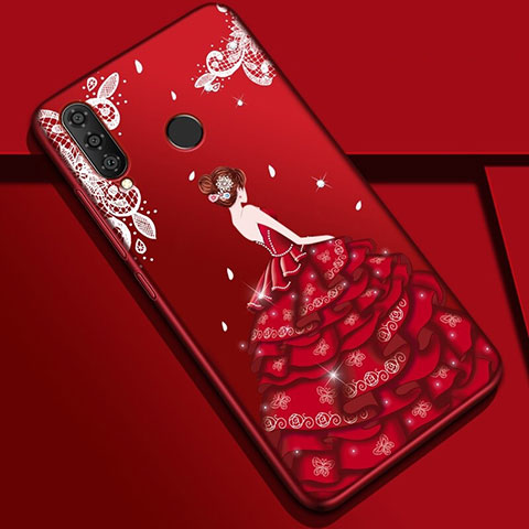 Handyhülle Silikon Hülle Gummi Schutzhülle Motiv Kleid Mädchen K03 für Huawei Nova 4e Fuchsie