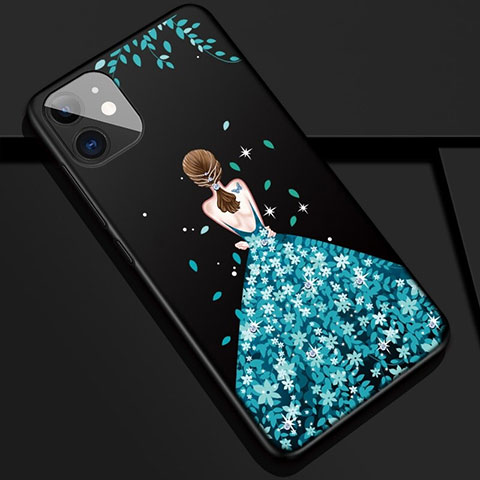 Handyhülle Silikon Hülle Gummi Schutzhülle Motiv Kleid Mädchen M02 für Apple iPhone 11 Blau