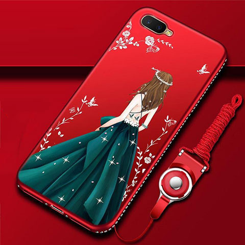 Handyhülle Silikon Hülle Gummi Schutzhülle Motiv Kleid Mädchen M02 für Oppo R15X Grün