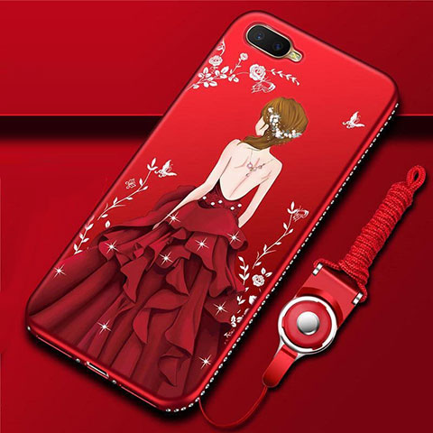 Handyhülle Silikon Hülle Gummi Schutzhülle Motiv Kleid Mädchen M02 für Oppo RX17 Neo Rot