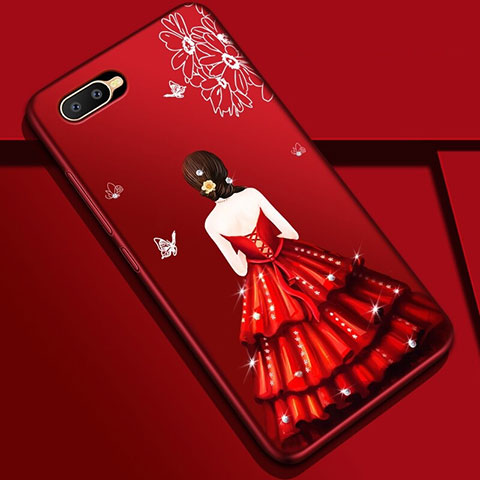 Handyhülle Silikon Hülle Gummi Schutzhülle Motiv Kleid Mädchen M04 für Oppo RX17 Neo Rot