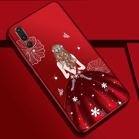 Handyhülle Silikon Hülle Gummi Schutzhülle Motiv Kleid Mädchen S01 für Huawei P20 Pro Fuchsie