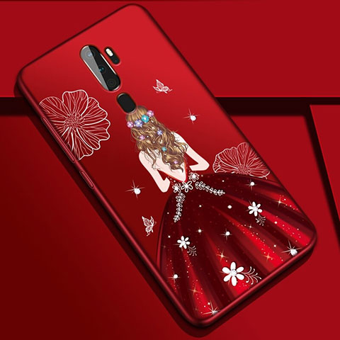 Handyhülle Silikon Hülle Gummi Schutzhülle Motiv Kleid Mädchen S01 für Oppo A11 Fuchsie