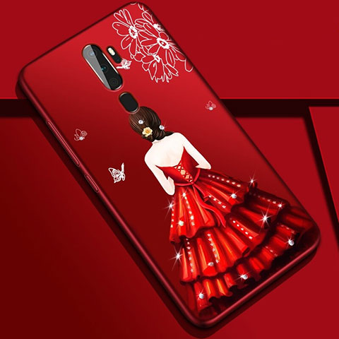 Handyhülle Silikon Hülle Gummi Schutzhülle Motiv Kleid Mädchen S01 für Oppo A11 Rot