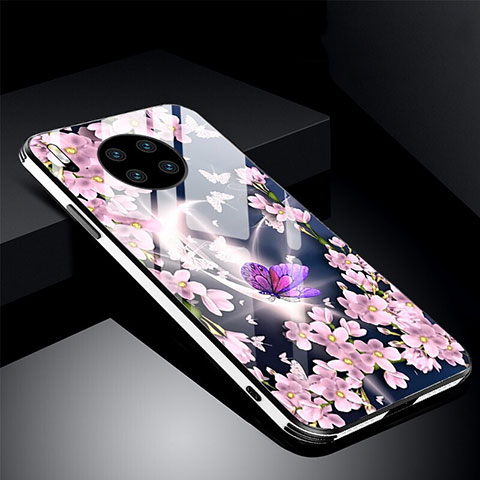 Handyhülle Silikon Hülle Rahmen Schutzhülle Spiegel Blumen C01 für Huawei Mate 30 5G Rosa