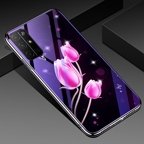 Handyhülle Silikon Hülle Rahmen Schutzhülle Spiegel Blumen für Huawei Honor 30S Rosa