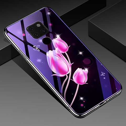 Handyhülle Silikon Hülle Rahmen Schutzhülle Spiegel Blumen für Huawei Mate 20 X 5G Rosa