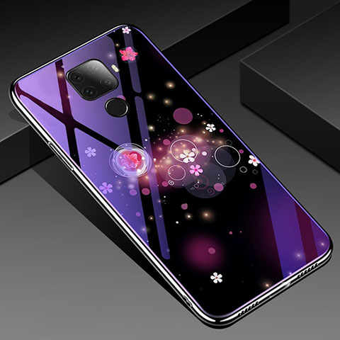 Handyhülle Silikon Hülle Rahmen Schutzhülle Spiegel Blumen für Huawei Nova 5z Violett