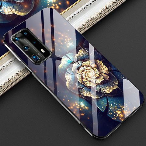 Handyhülle Silikon Hülle Rahmen Schutzhülle Spiegel Blumen für Huawei P40 Pro+ Plus Schwarz