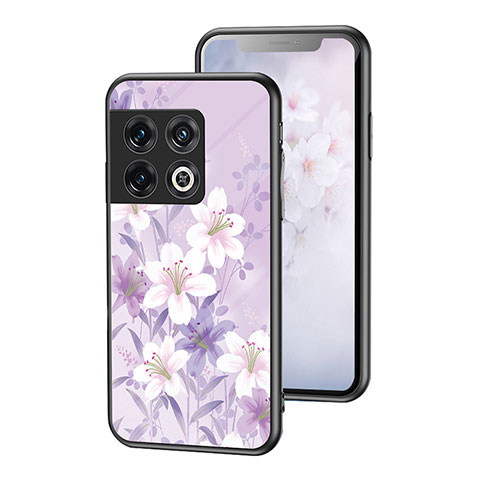 Handyhülle Silikon Hülle Rahmen Schutzhülle Spiegel Blumen für OnePlus 10 Pro 5G Helles Lila