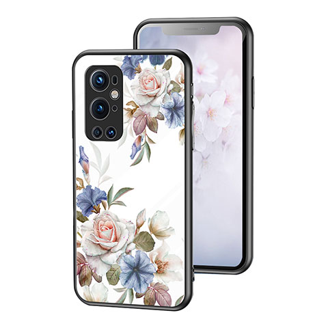 Handyhülle Silikon Hülle Rahmen Schutzhülle Spiegel Blumen für OnePlus 9 Pro 5G Weiß