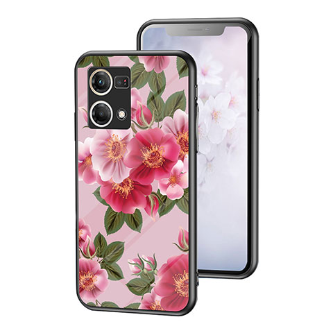 Handyhülle Silikon Hülle Rahmen Schutzhülle Spiegel Blumen für Oppo F21s Pro 4G Rot