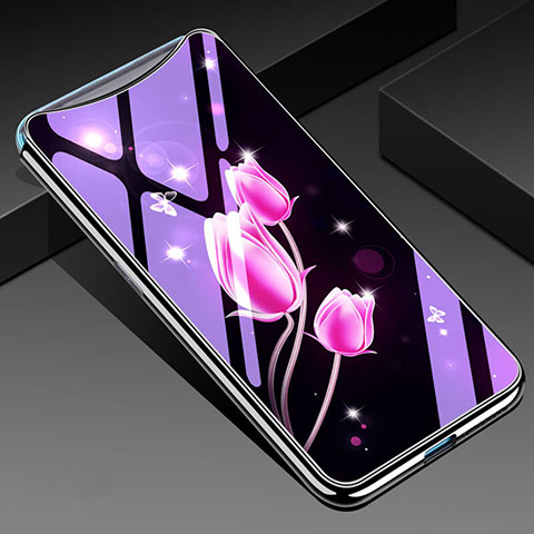 Handyhülle Silikon Hülle Rahmen Schutzhülle Spiegel Blumen für Oppo Find X Super Flash Edition Rosa